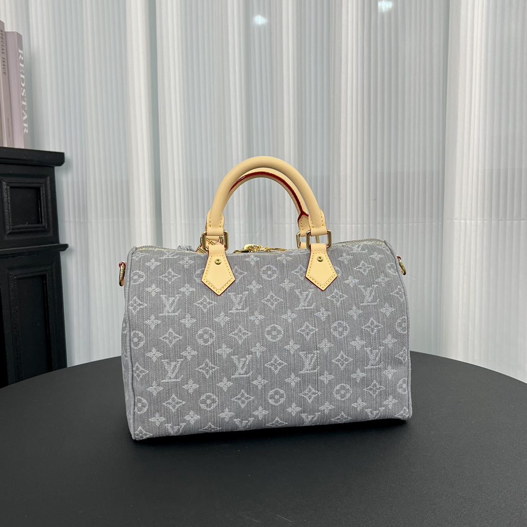 Louis Vuitton LV Speedy Soft 30 Monogram Denim Bag in Grey 30cm/ 11.8 in