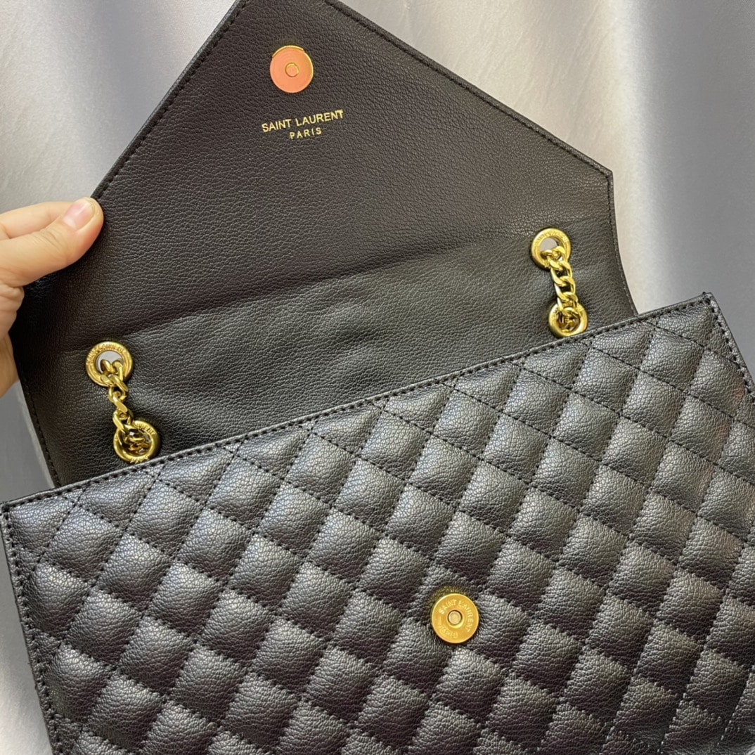 Saint Laurent Envelope Chain Bag In Mix Matelasse Grain De Poudre Embossed Leather 31Cm