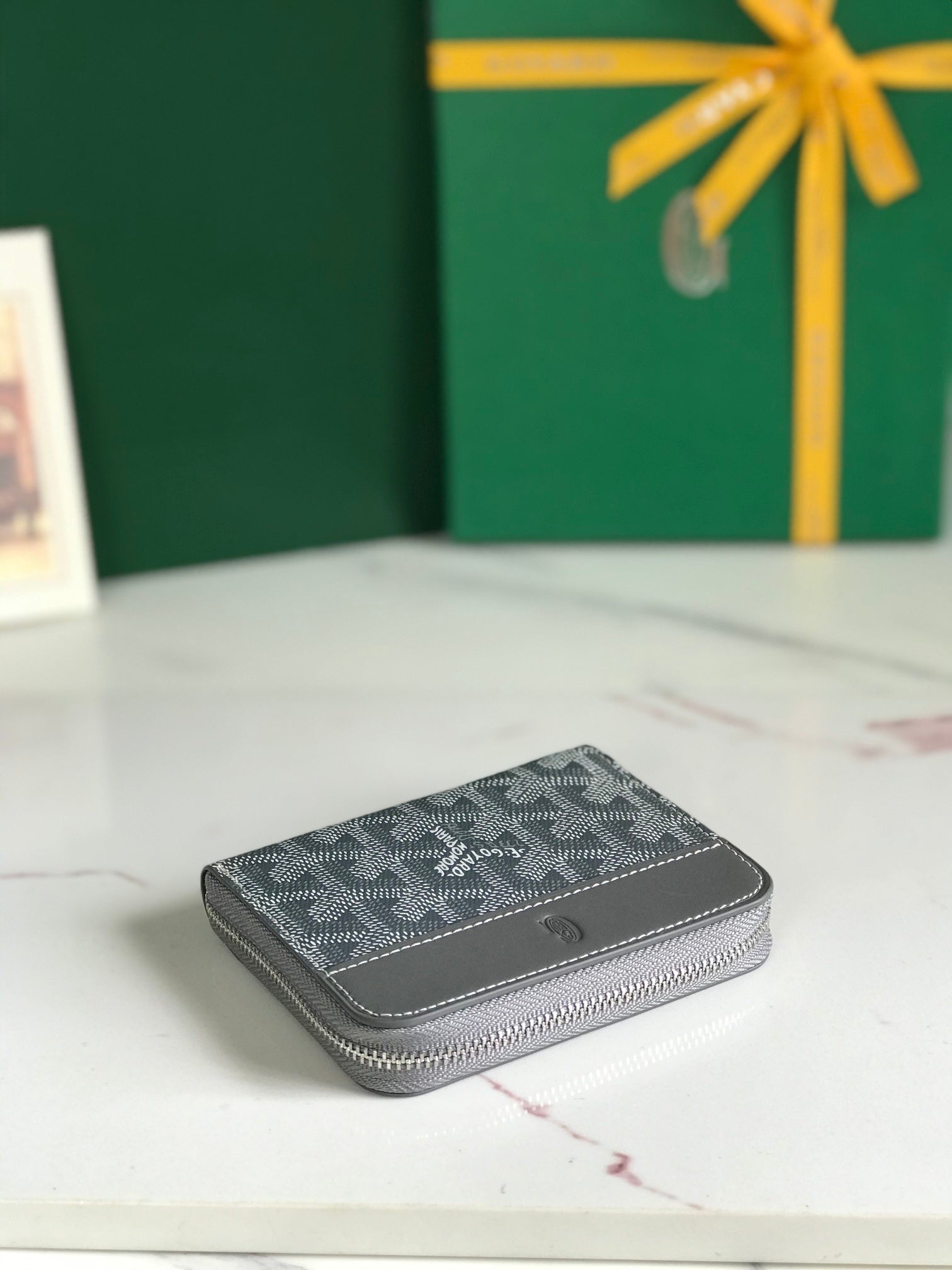 Goyard Matignon Mini Wallet 11 Cm Gray Goyardine Canvas And Calfskin