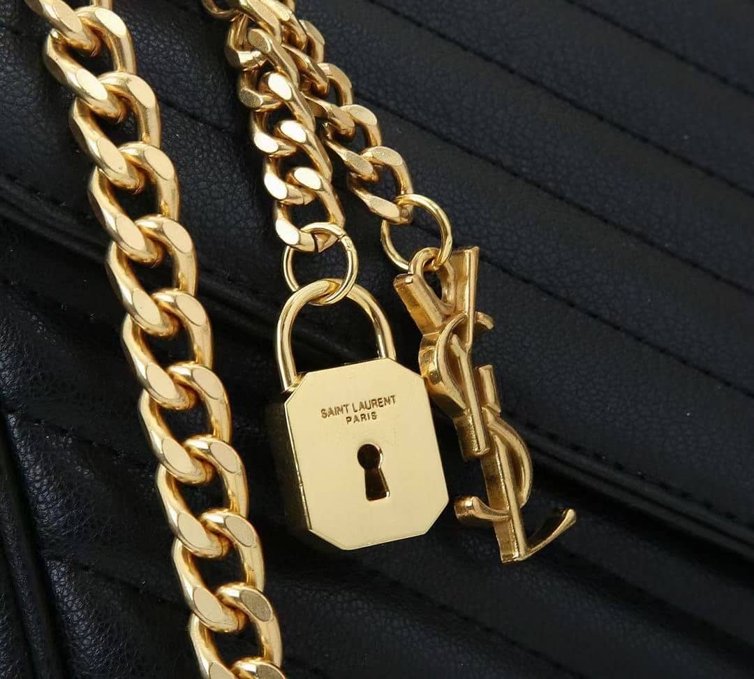 Saint Laurent College Large Chain Bag Black 25Cm
