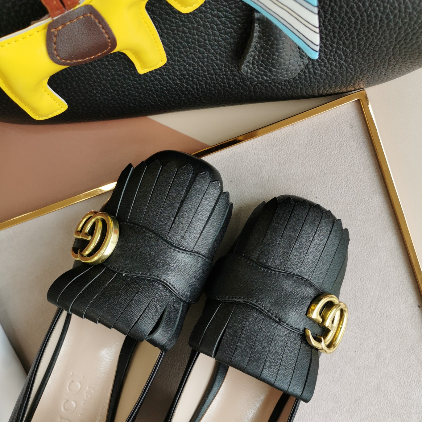 Gucci Mid Heel Pump Leather Black 408208 C9D00 1000