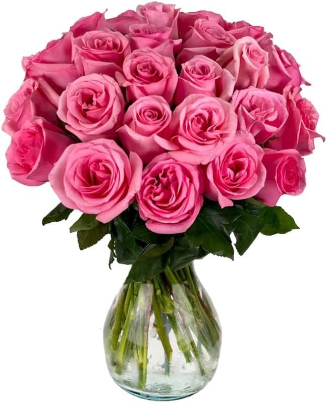 25 Pink Roses | Arabella Bouquets | Real Fresh Flowers for Delivery, Gift for Birthday Women, Congratulations, Anniversary, Thank You, Valentine's Day