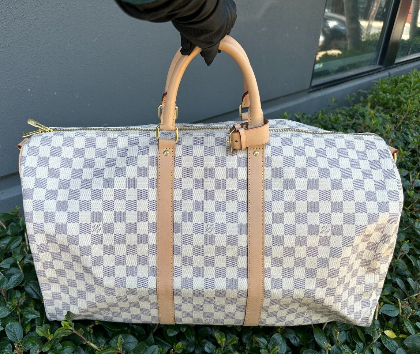 Louis Vuitton Keepall Bandouliere 55 Damier Azur Canvas 55cm N41429