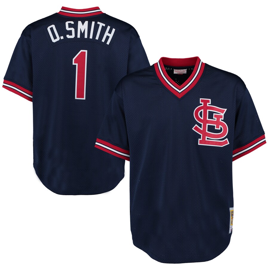 Ozzie Smith St. Louis Cardinals Mitchell&Ness 1994 Cooperstown Collection Mesh Batting Practice Jersey Navy