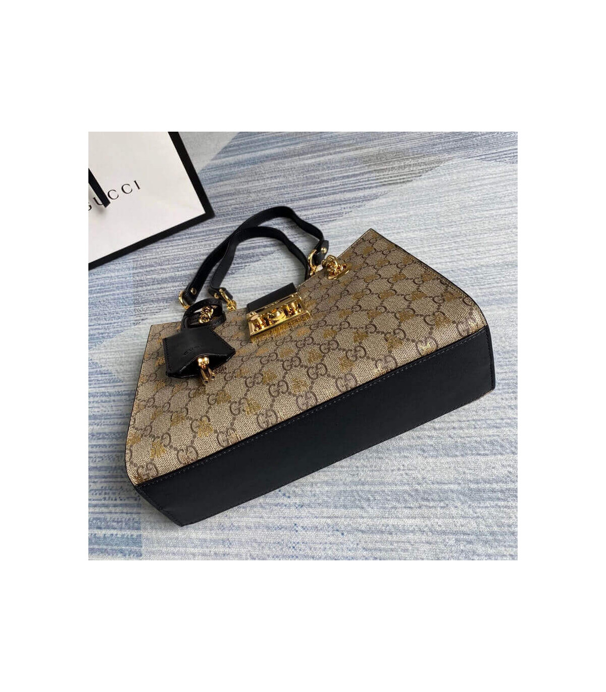 Gucci Padlock Small GG Bees Shoulder Bag
