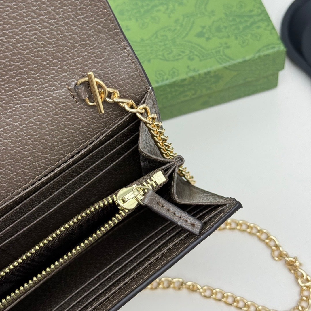 Gucci Ophidia Chain Wallet Beige Gg Supreme Canvas 19Cm 772309K9Gsg8367