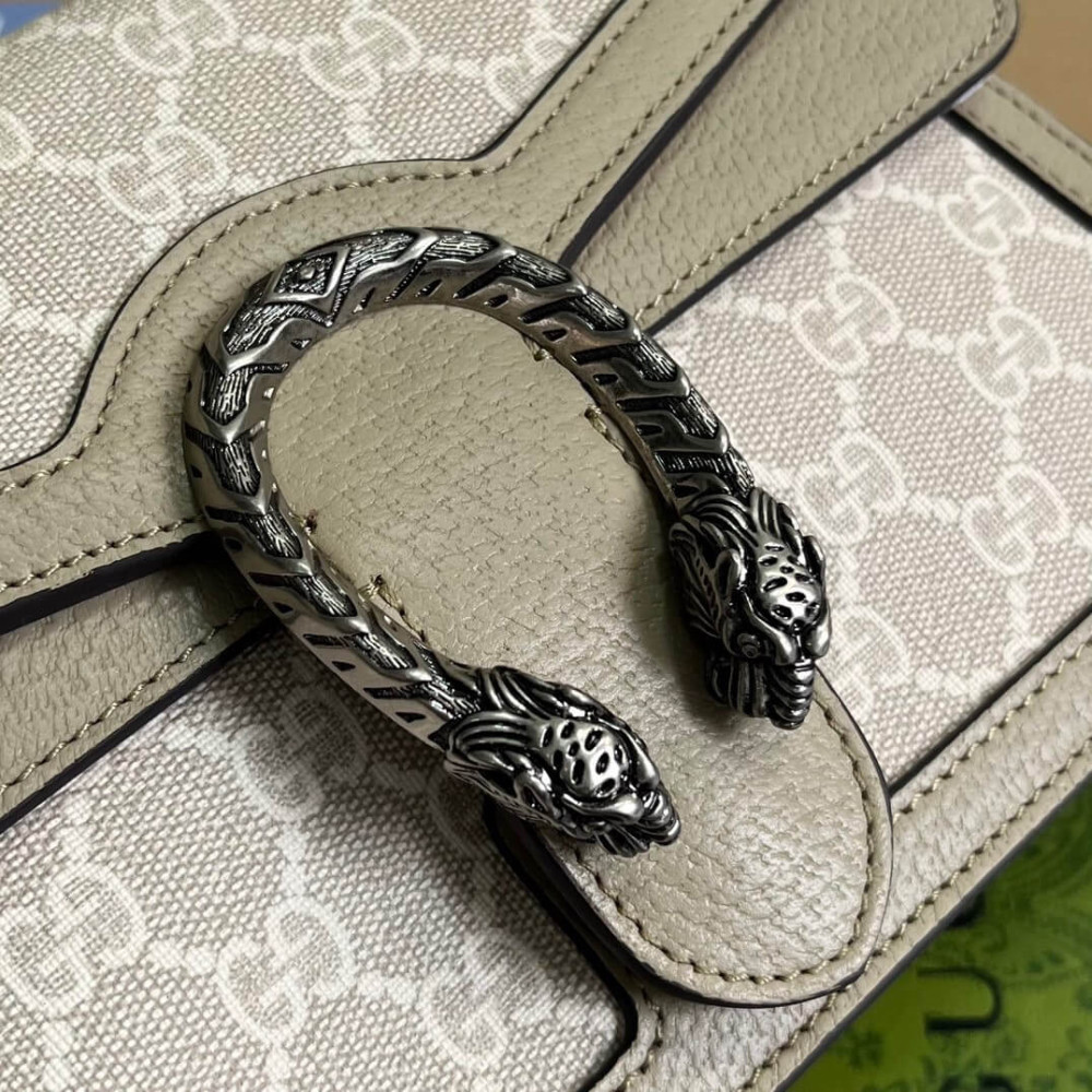 Gucci Small Dionysus Top Handle Bag Oatmeal Leather Trim