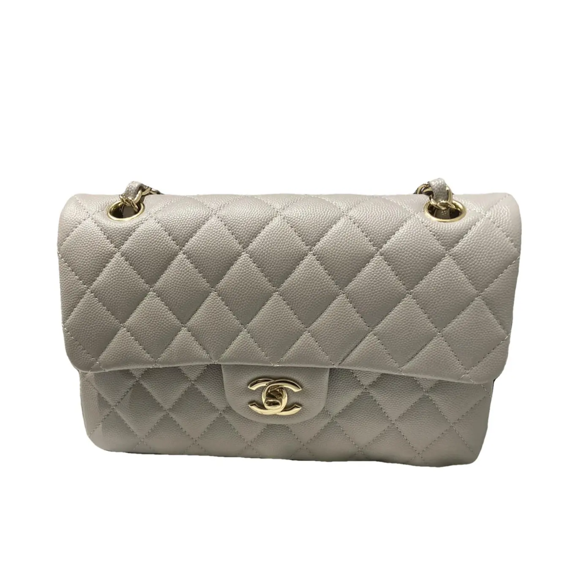 Chanel Classic Flap Bag 25 cm Grey- Gold Tone Hardware A01112