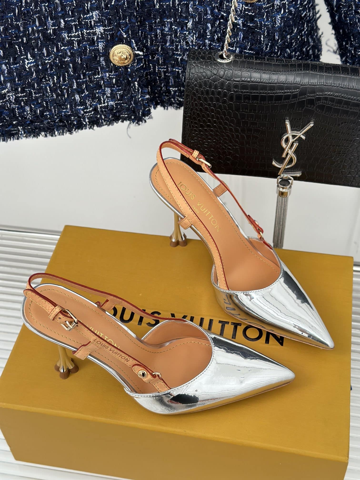 Louis Vuitton Blossom Slingback Pump Silver