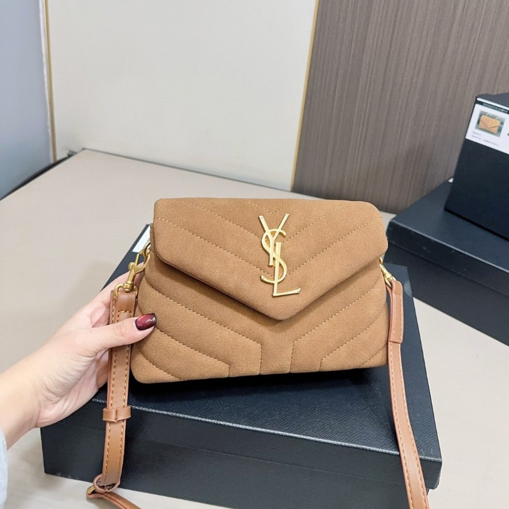 Saint Laurent Loulou Small Shoulder Bag In Suede 22Cm