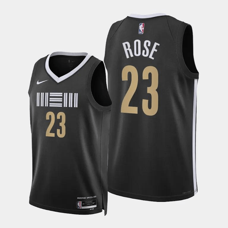 Memphis Grizzlies #23 Derrick Rose Men's Black Basketball2023-2024 season Jersey