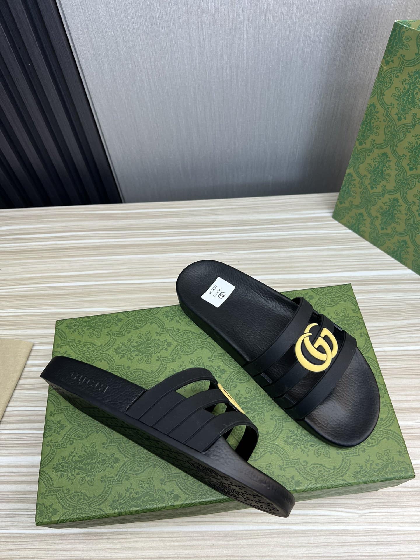 Gucci Slippers Sandals Mules Summer With Gg Logo Yellow