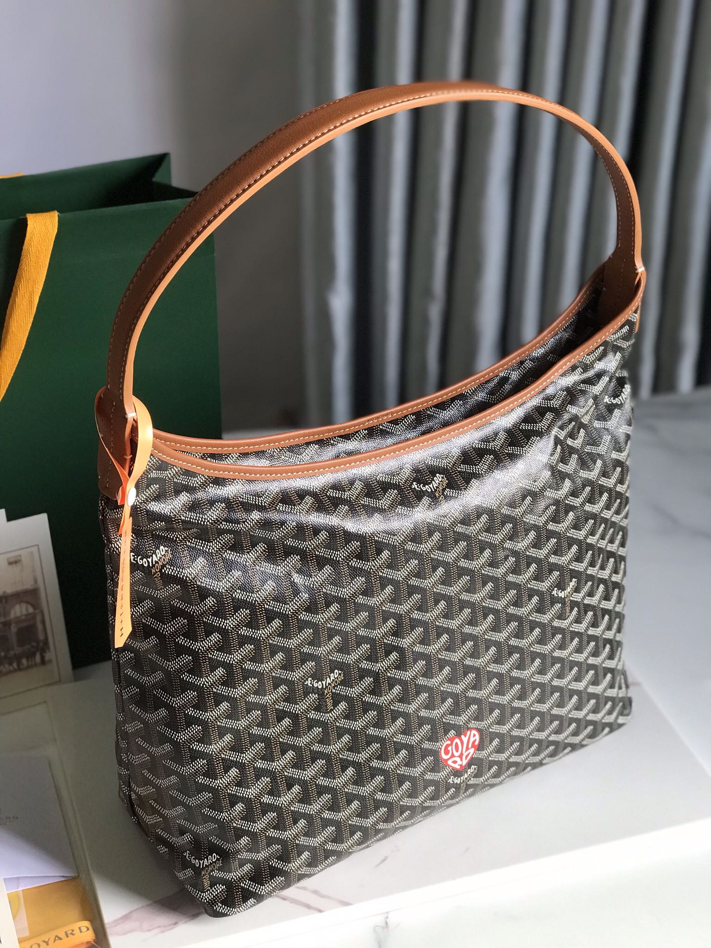 Goyard Hobo Boheme 42Cm Black And Tan Canvas