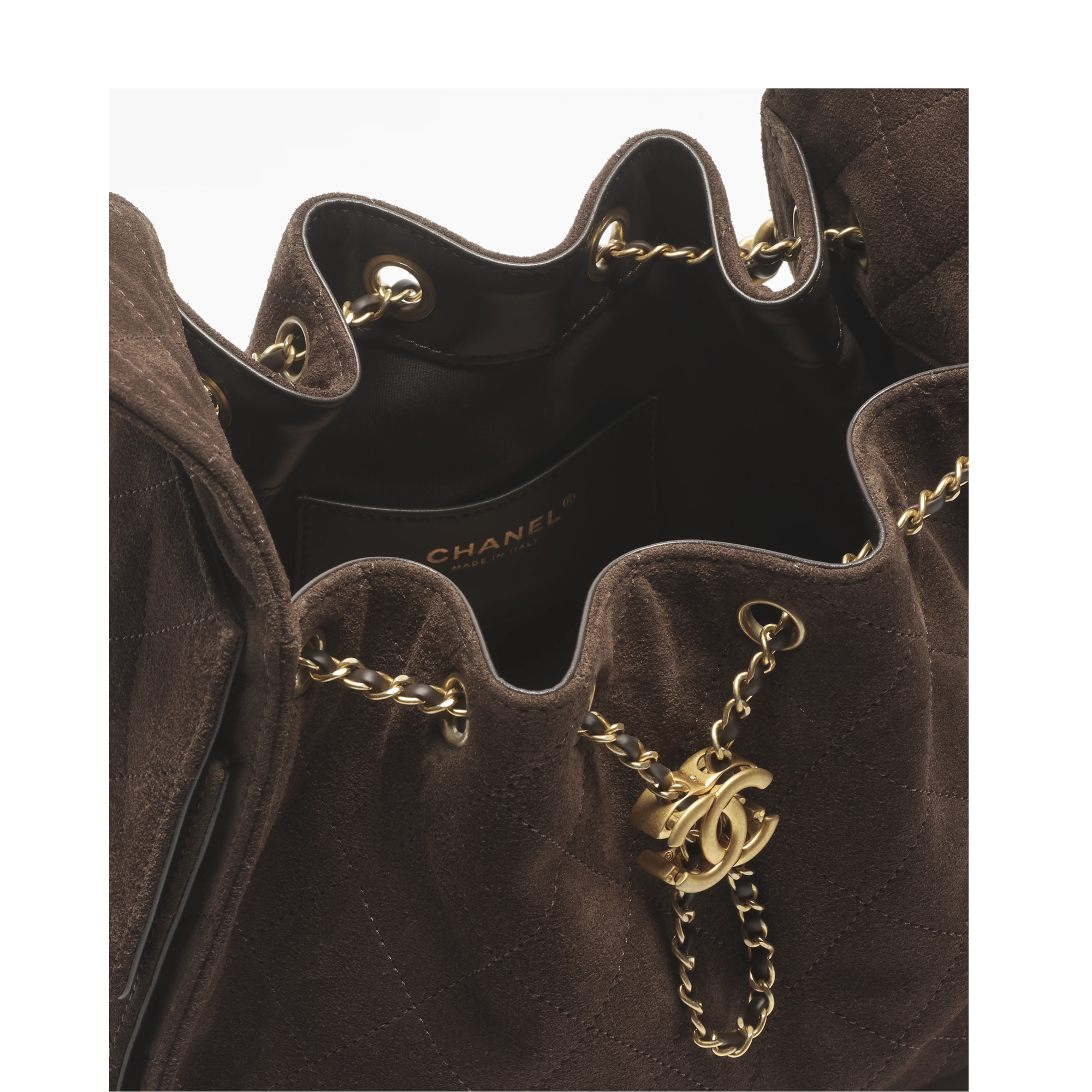 Chanel Suede Calfskin Gold Tone Metal Handbag 30cm/11.8in