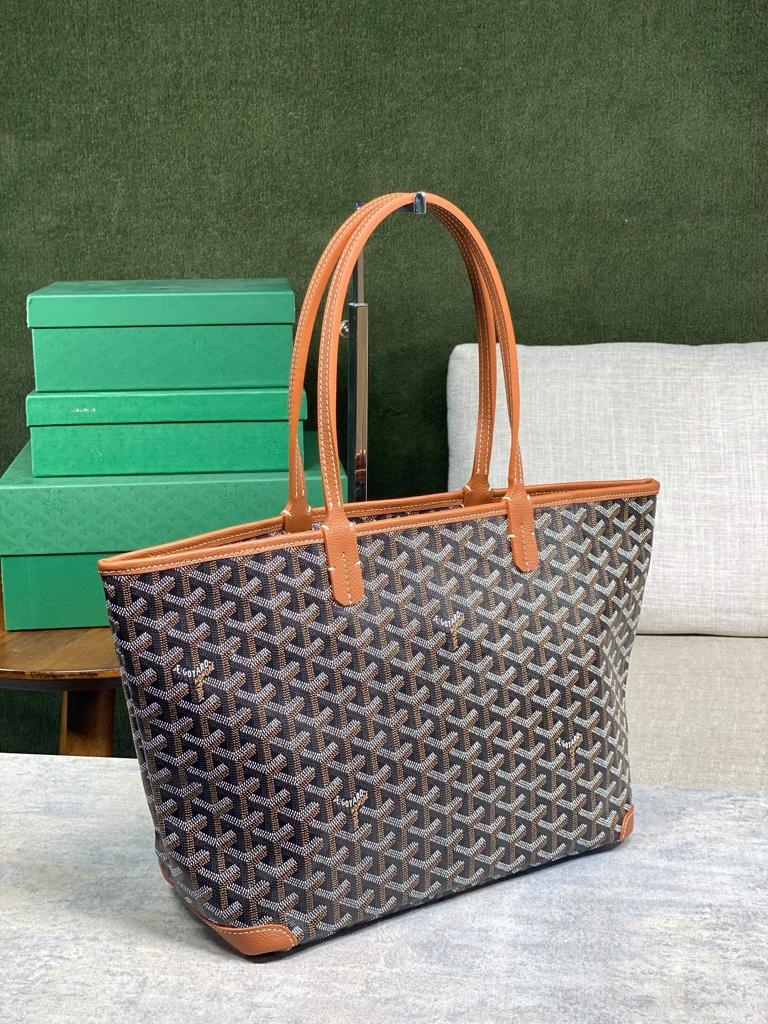 Goyard Artois PM Tote Bag 40Cm Black And Tan Canvas