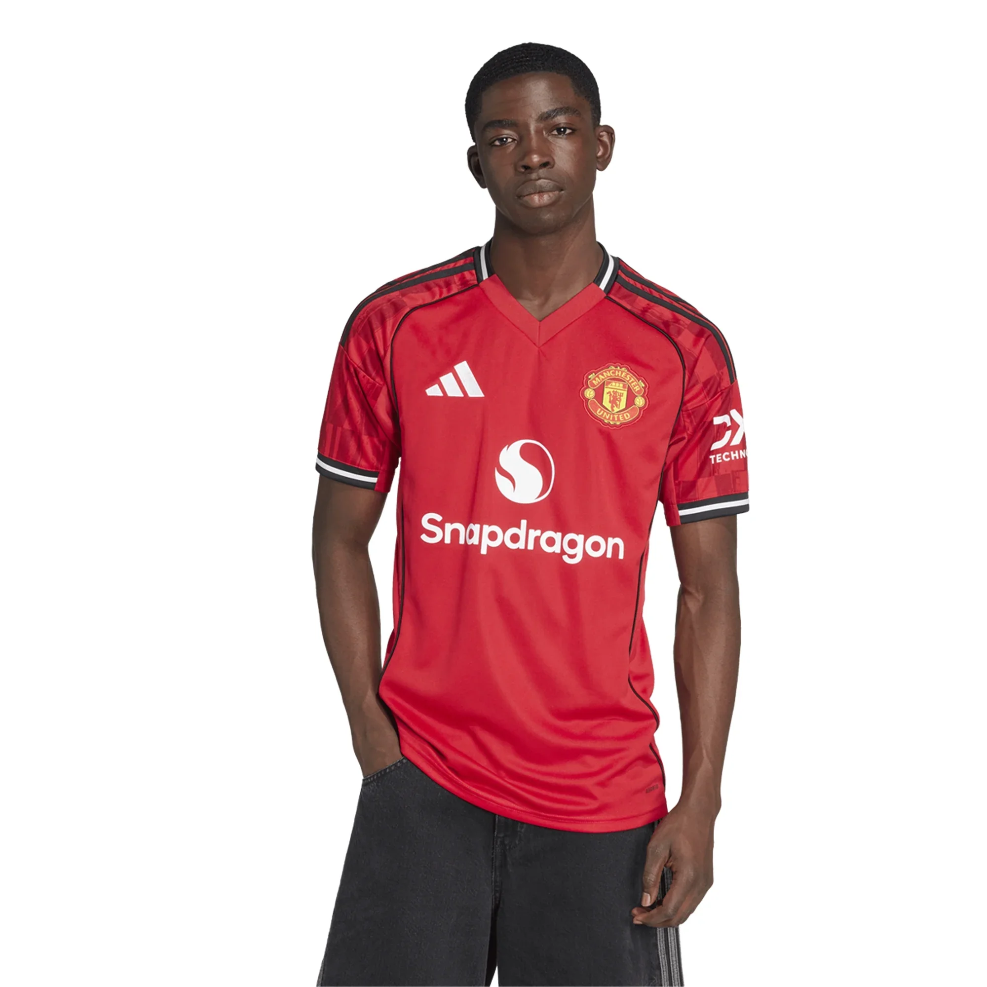 adidas Bruno Fernandes Men's Manchester United Home Jersey 25/26 w/ EPL + NRFR Patches (Red)