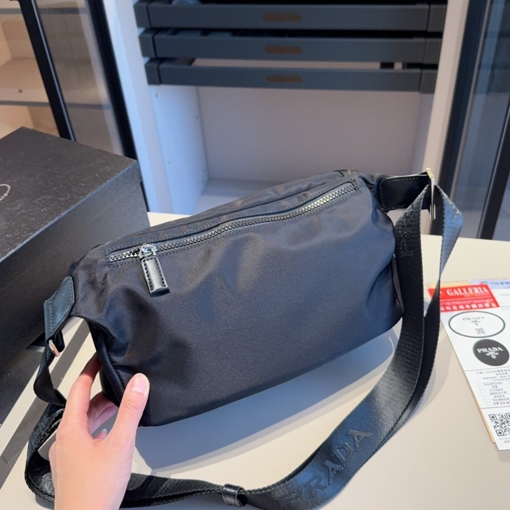 Prada Re Nylon And Leather Shoulder Bag Black 28Cm