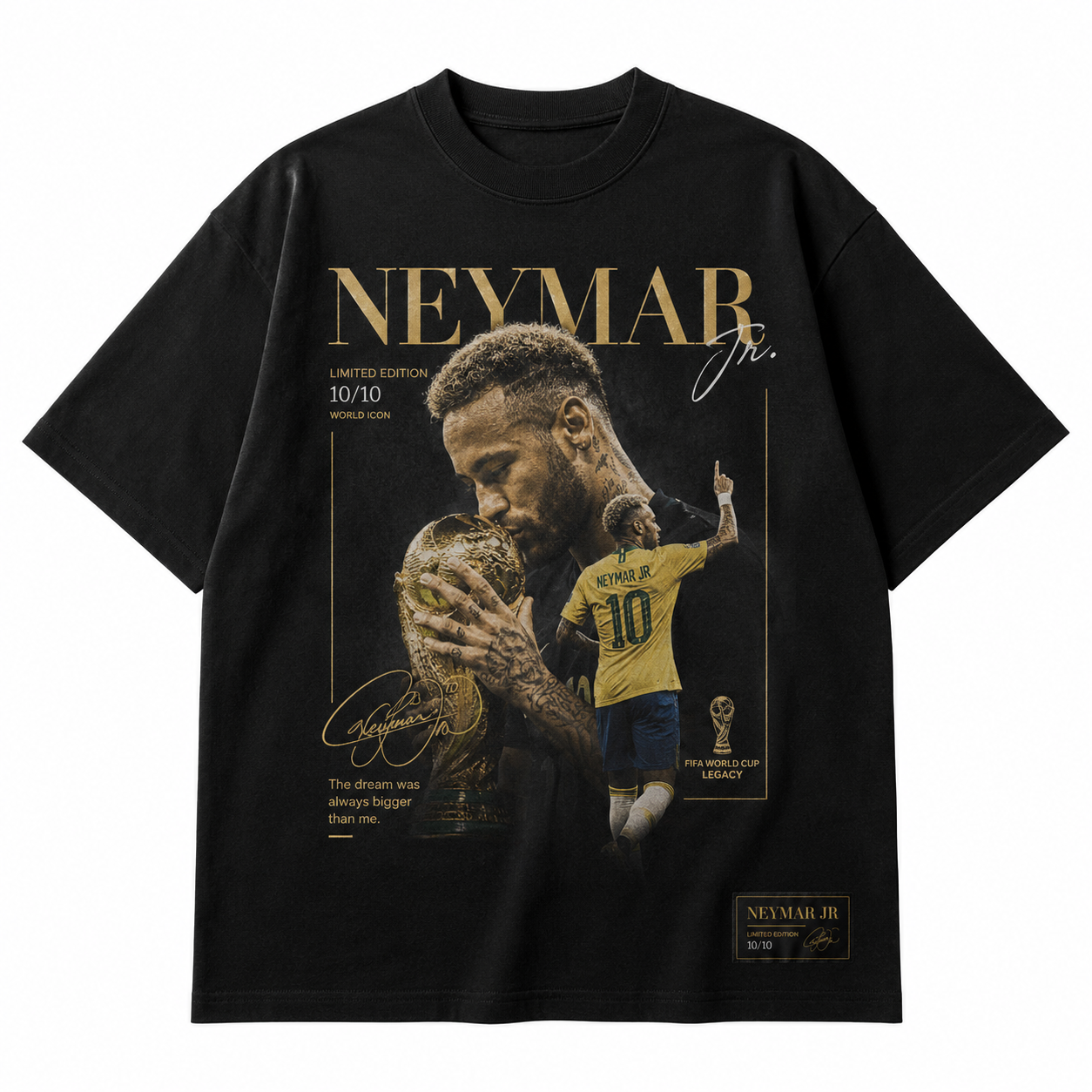 Neymar World Cup Printed T-Shirt  Unisex Loose Fit T-Shirt 100% Cotton Soft Comfortable Summer Casual Printed Top
