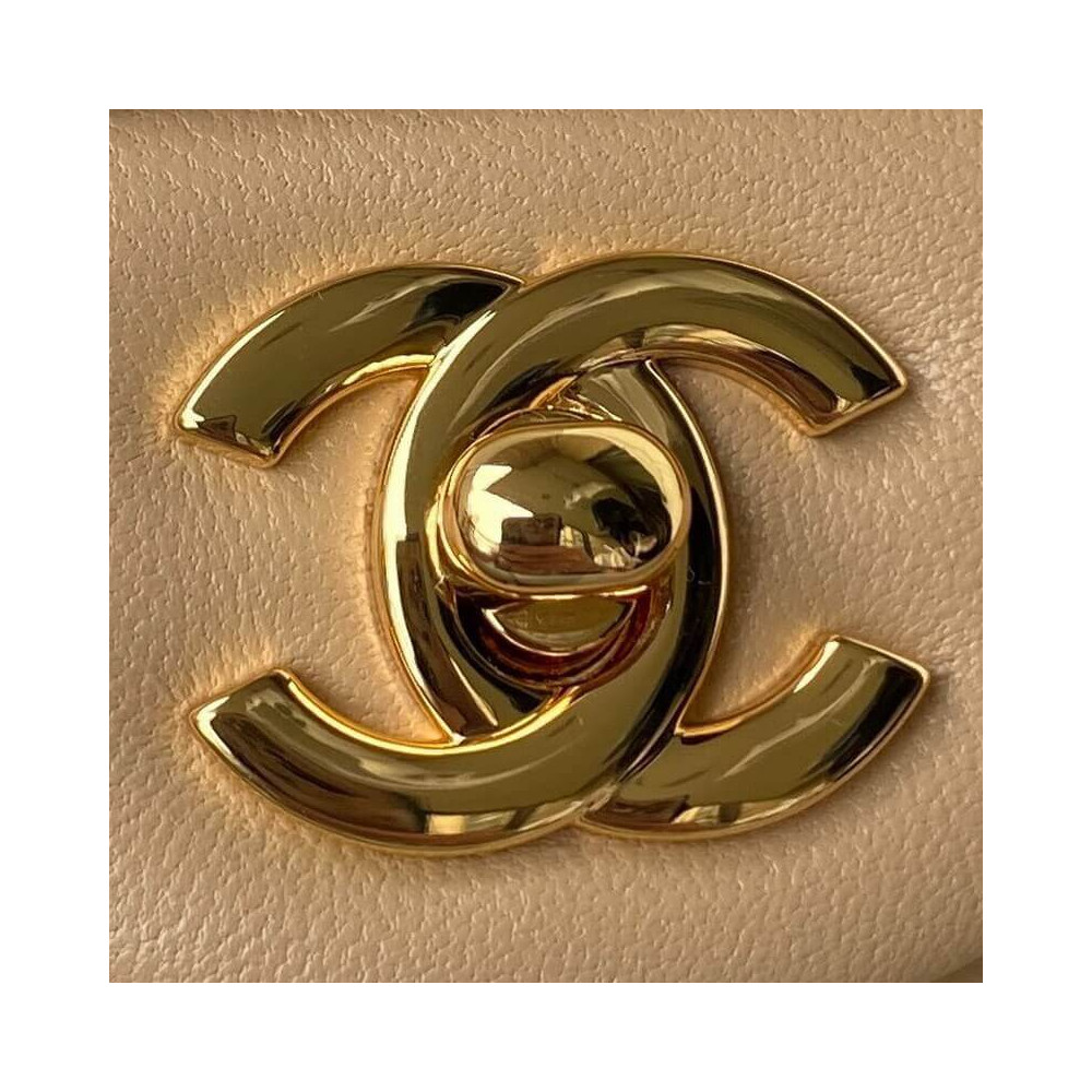 Chanel Classic Flap Bag 25 cm Beige Caviar Gold-Tone Hardware A01112