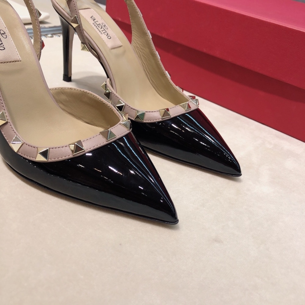 Valentino Garavani Rockstud Patent Leather Strap Pump Black