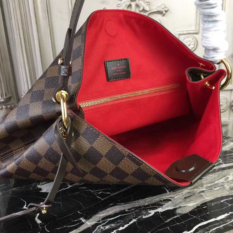 Louis Vuitton Graceful PM Damier Ebene Brown Red 35cm N44044