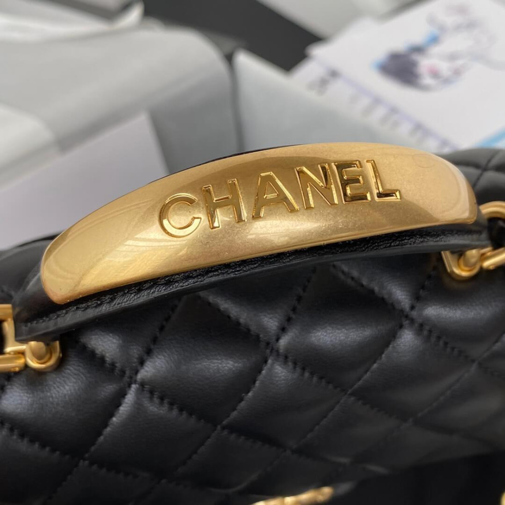 Chanel Mini Flap Bag With Gold Top Handle 20cm