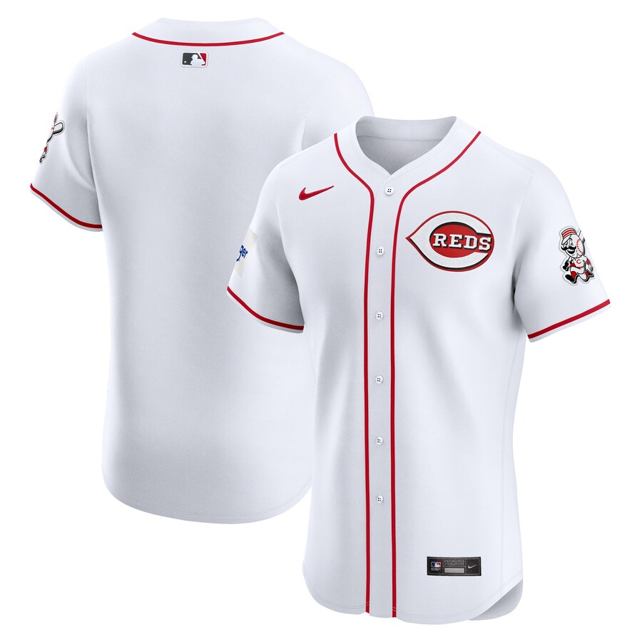 Cincinnati Reds Home Elite Patch Jersey White