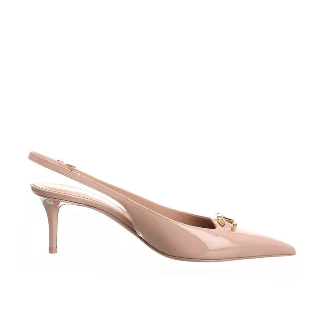 Valentino VLogo The Bold Edition Patent Leather Slingback Pumps, 60mm – Beige Rose
