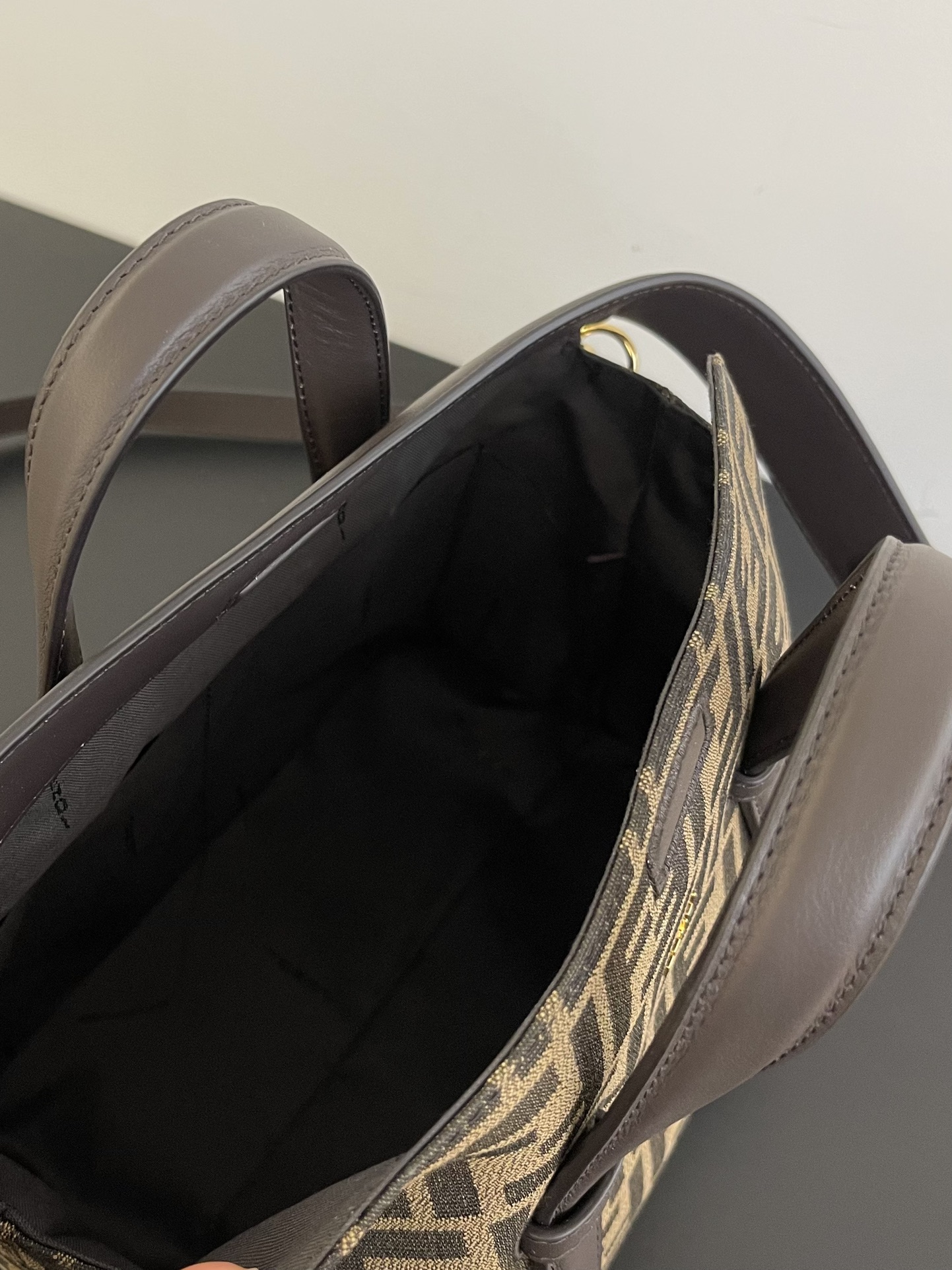 Fendi Boston 365 Brown Ff Jacquard Fabric Bag 27.5 Cm