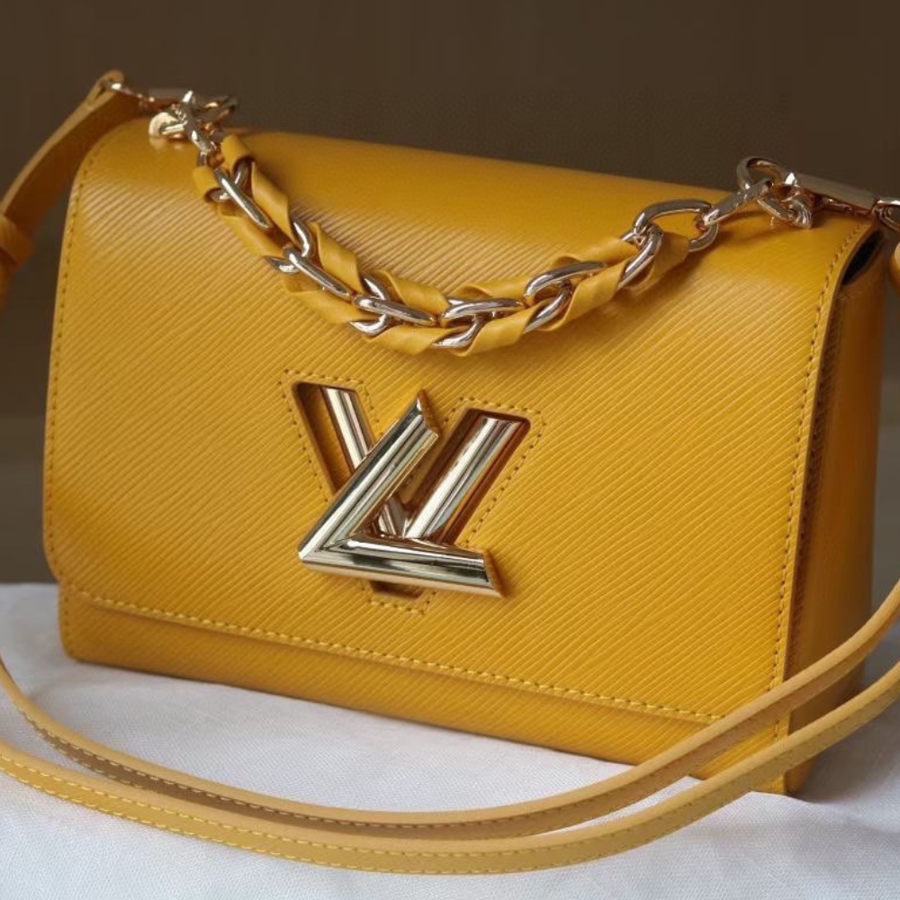 Louis Vuitton Twist Mm Cowhide Leather Handbag Sunflower Yellow 23Cm