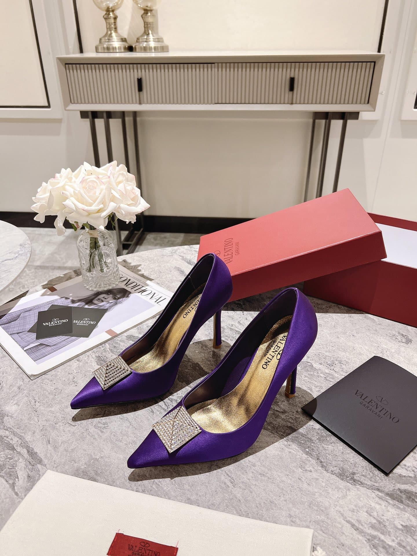 Valentino Garavani One Stud Pump With Crystals Purple 2W2S0Fh8Ulm 73E