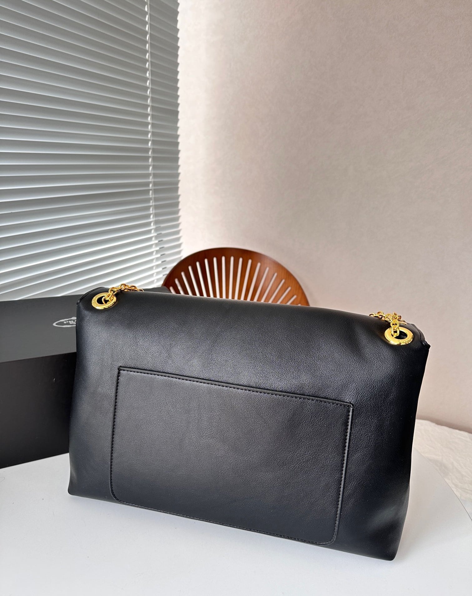 Prada Medium Leather Shoulder Bag Black 38Cm