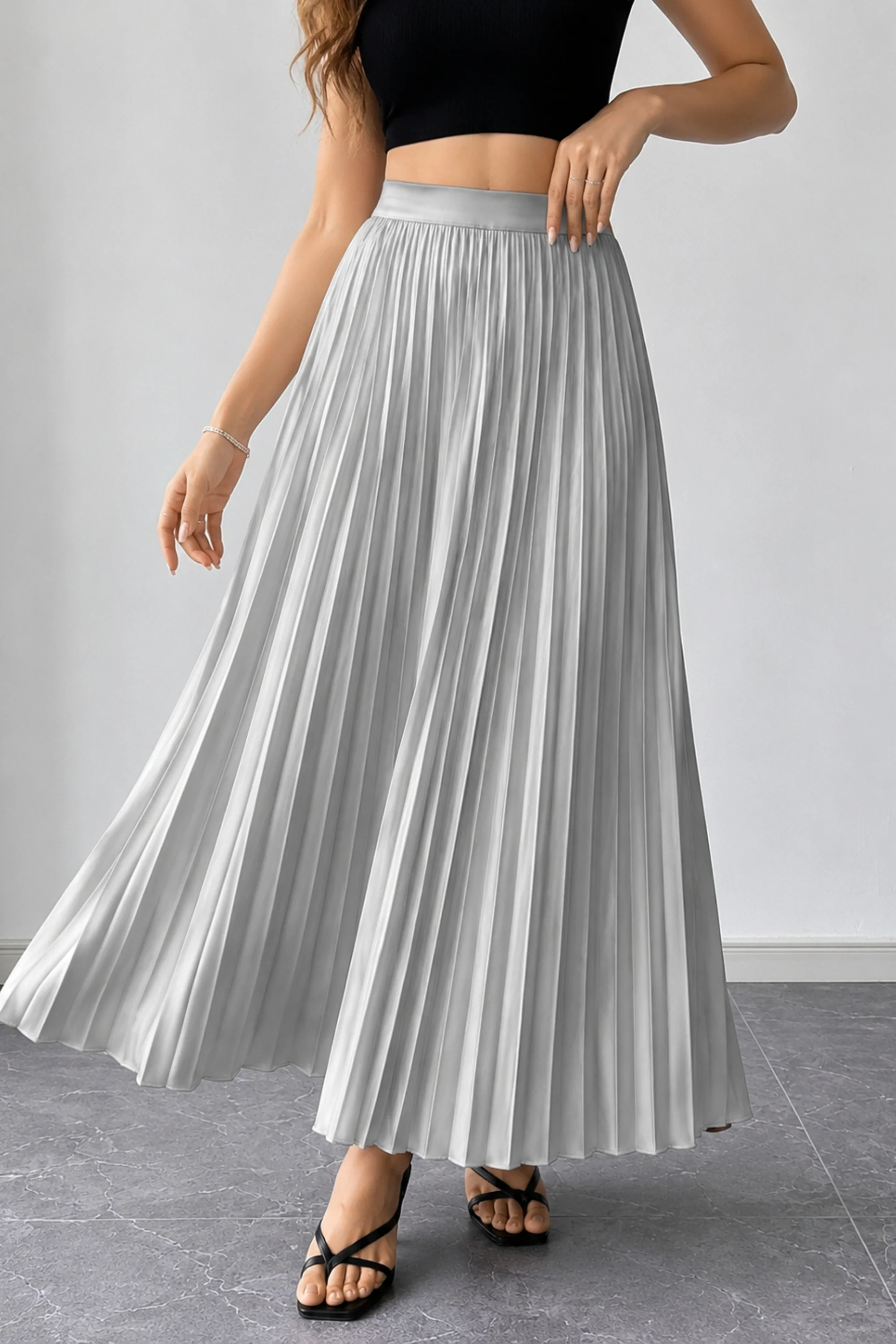 Moonlight Satin Pleated Skirt