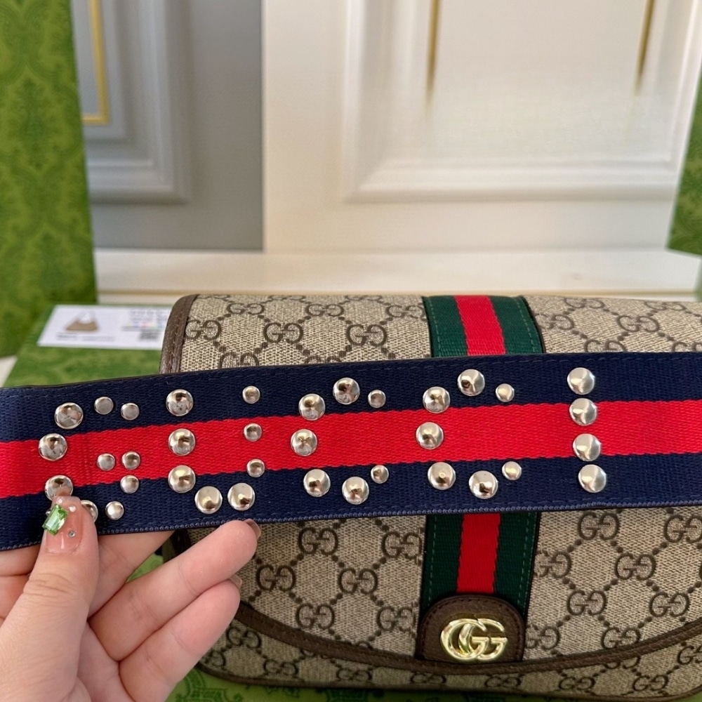 Gucci Ophidia Small Shoulder Bag Beige And Dark Brown GG Supreme 23Cm ‎722117 FAAX3 9789