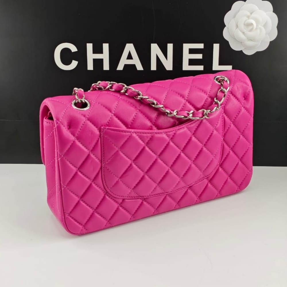 Chanel Classic Medium Flap Bag With Silver Hardware Pink 25Cm