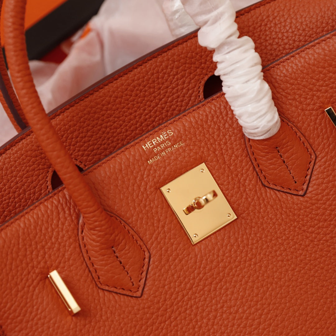 Hermes Birkin Bag 35 Fire Togo Gold Hardware