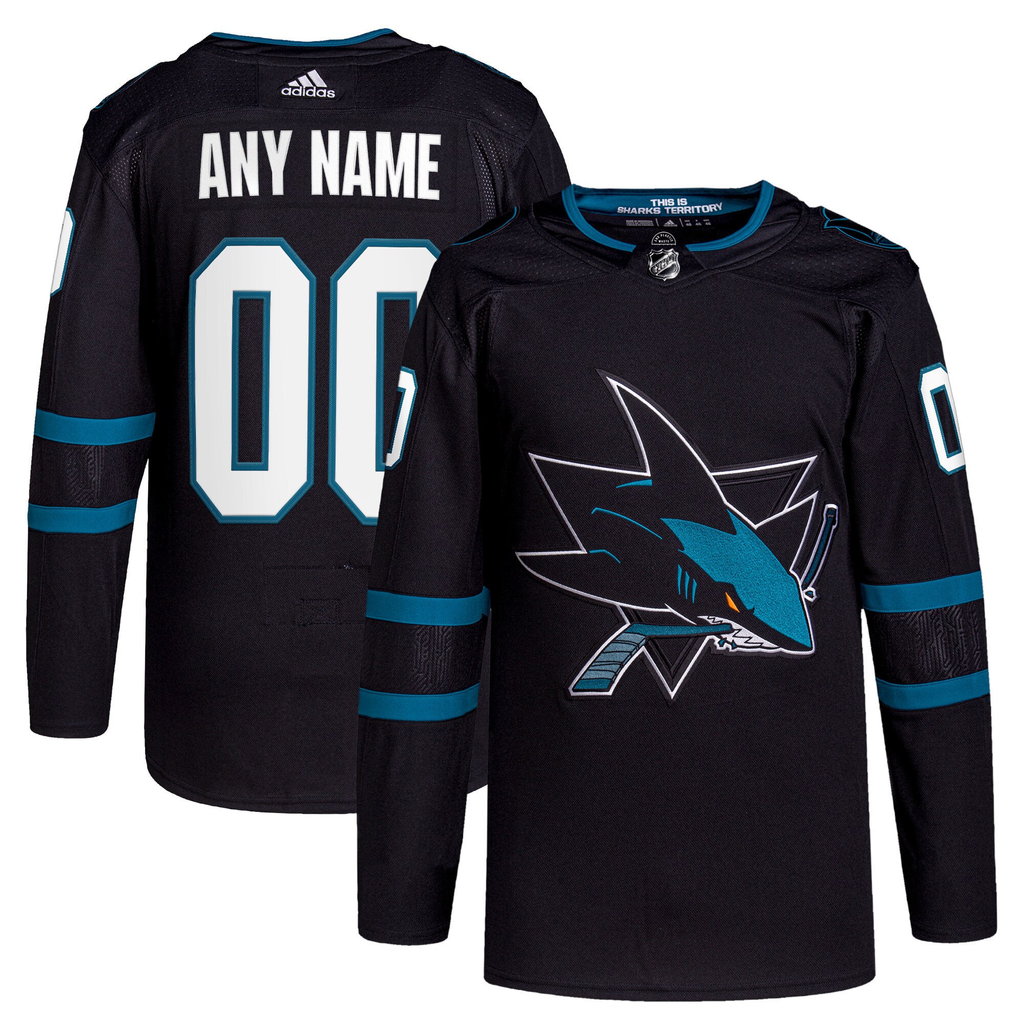 San Jose Sharks adidas  Alternate  Primegreen Authentic Custom Jersey – Black