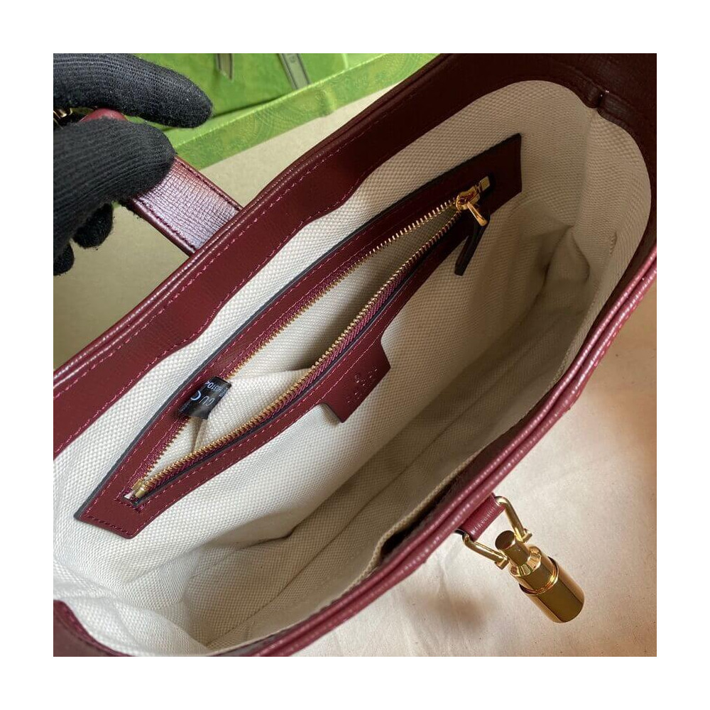 Gucci Jackie 1961 Small Shoulder Bag in Burgundy GG Canvas 28cm