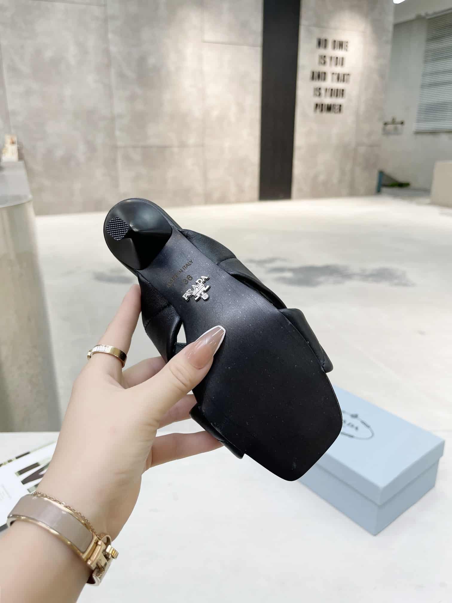 Prada Black Quilted Leather Mule
