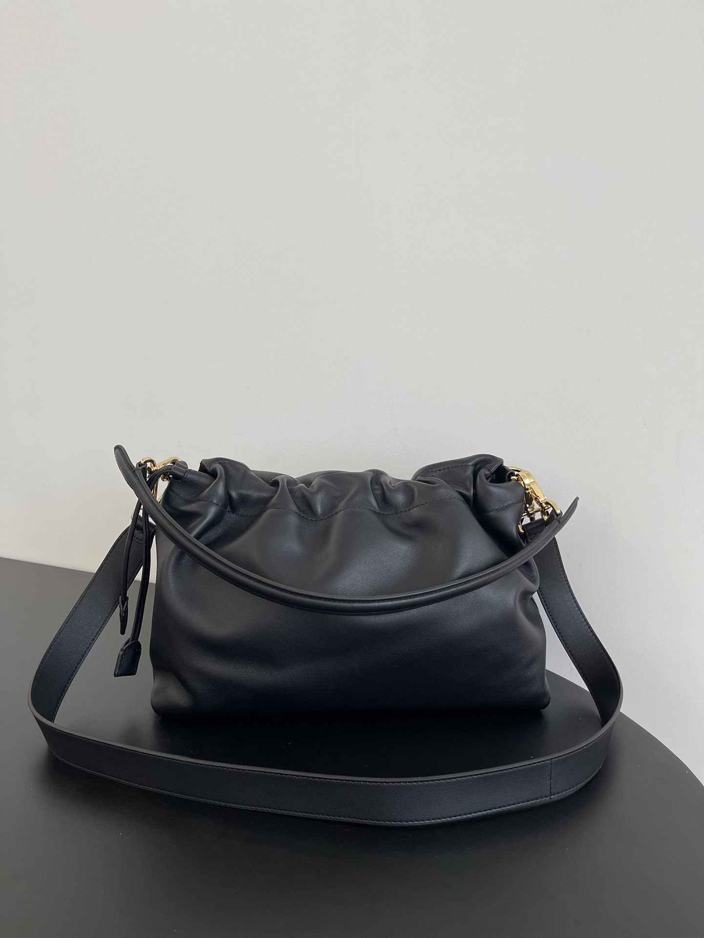 Fendi Mamma Baguette Medium Matcha Black Nappa Leather Bag 26.5cm