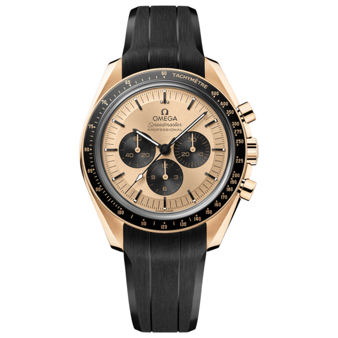Omega Speedmaster Professional Moonwatch 42mm, Moonshine Gold case with rubber strap