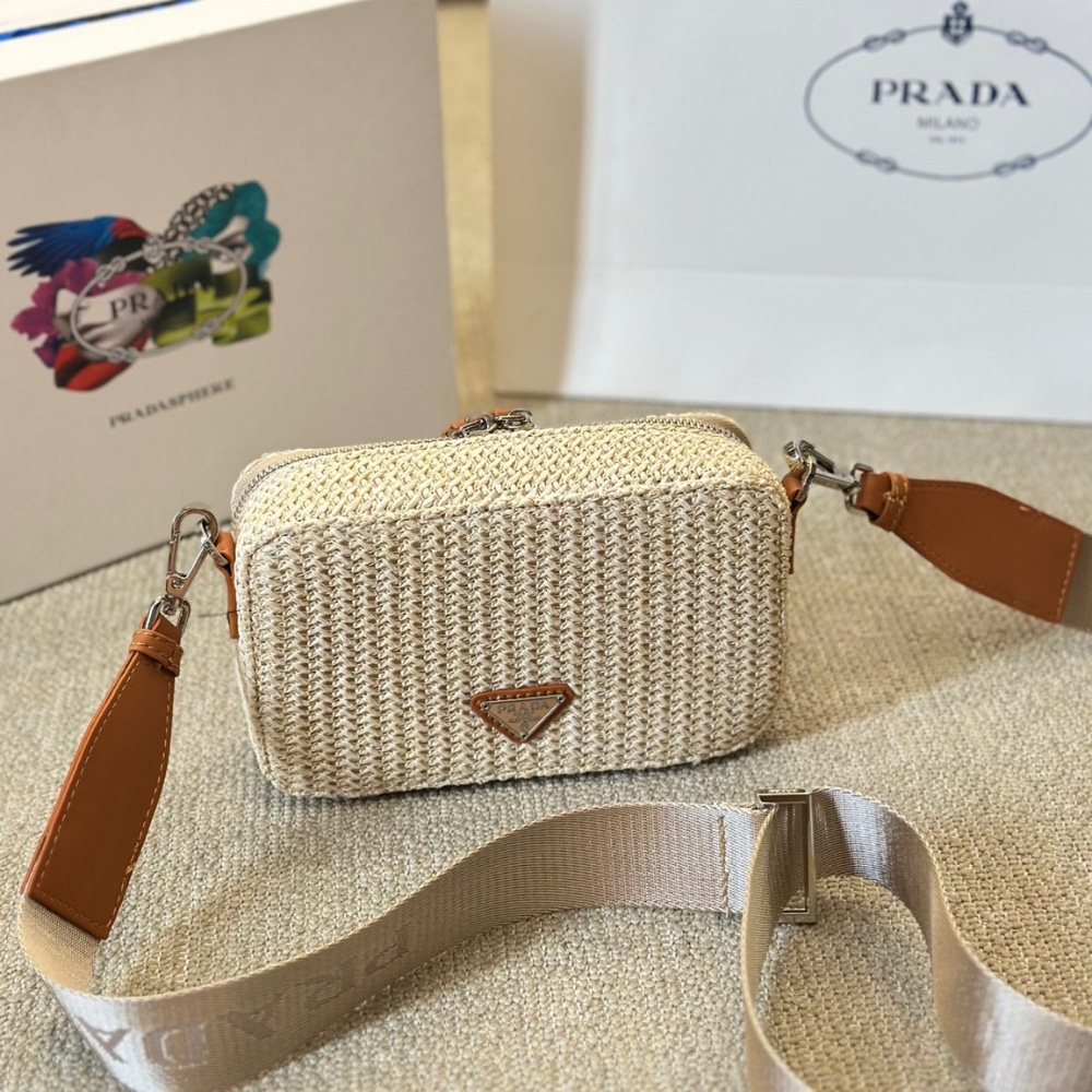Prada Crochet Prada Brique Bag Natural 20Cm 2Vh173 2M2T F0018 V Nlo