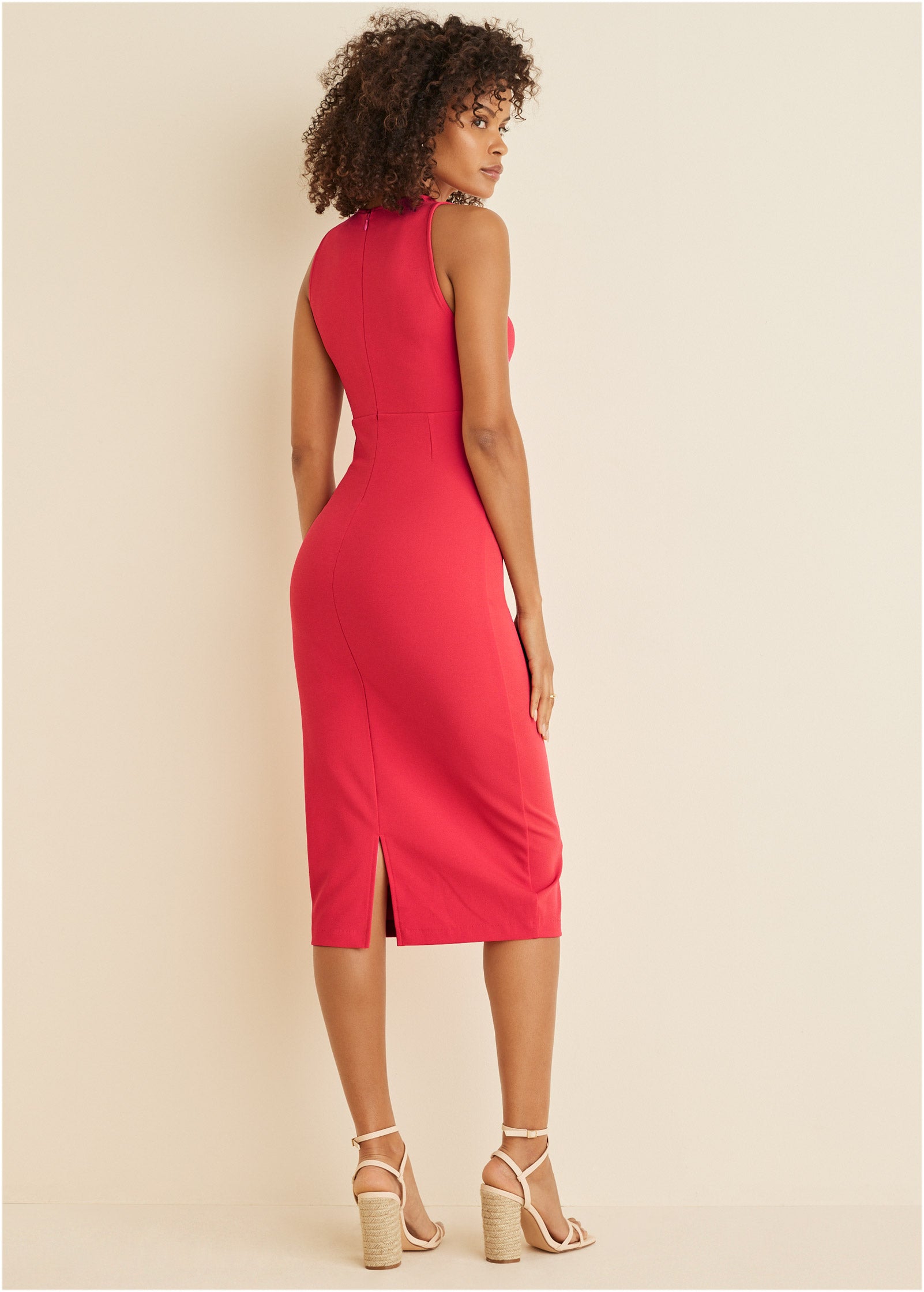 Twist Front Midi Dress – Red