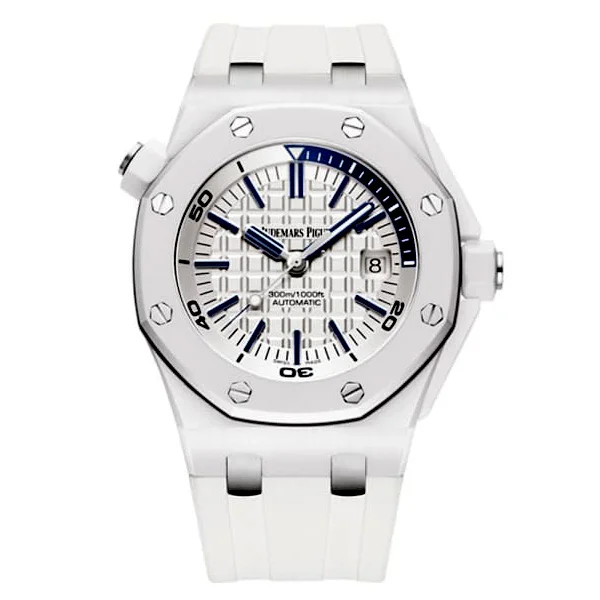 AUDEMARS PIGUET Royal Oak Offshore Diver 15707 White Ceramic on White Rubber Strap 42mm Super Clone