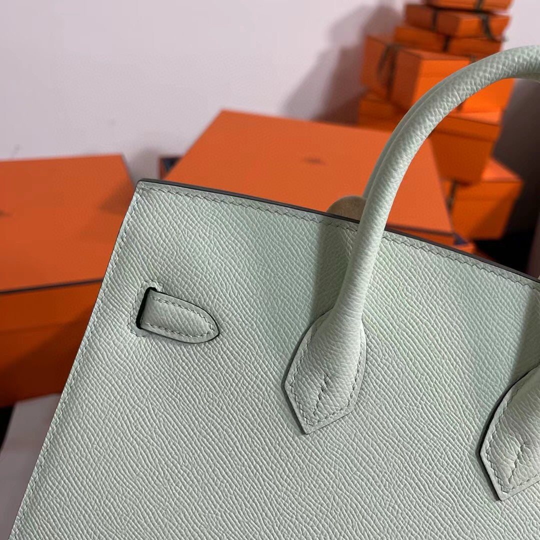 Hermes Birkin 25Cm Vert Fizz Togo Leather Silver Hardware