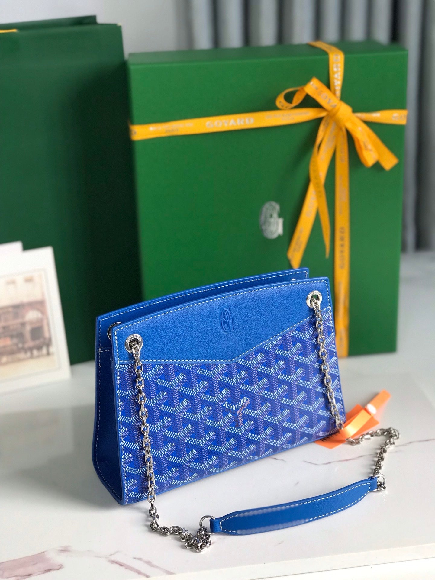 Goyard Rouette Structuré Mini Bag 21 Sapphire Blue Goyardine Canvas And Calfskin