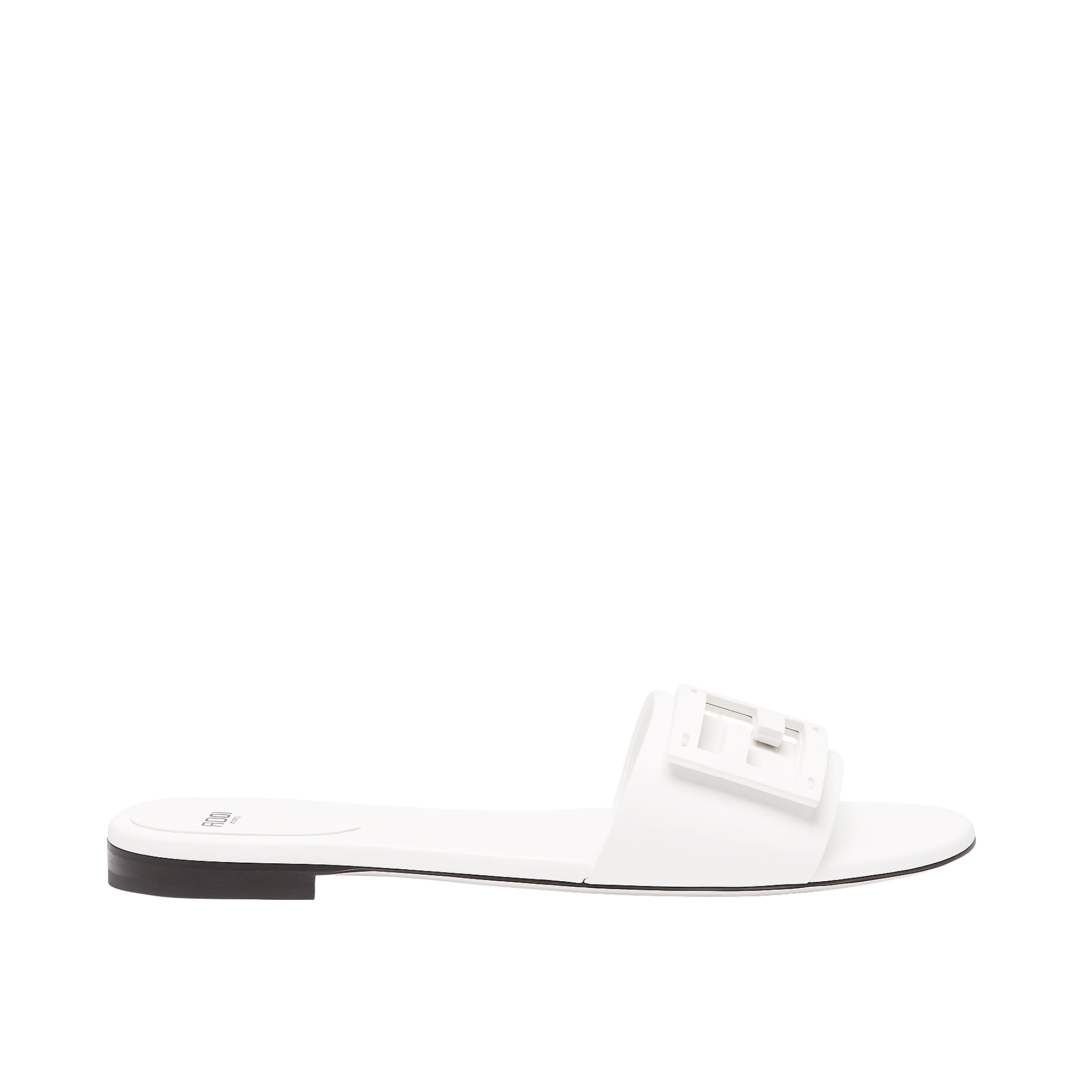 Fendi Baguette White Leather Slides