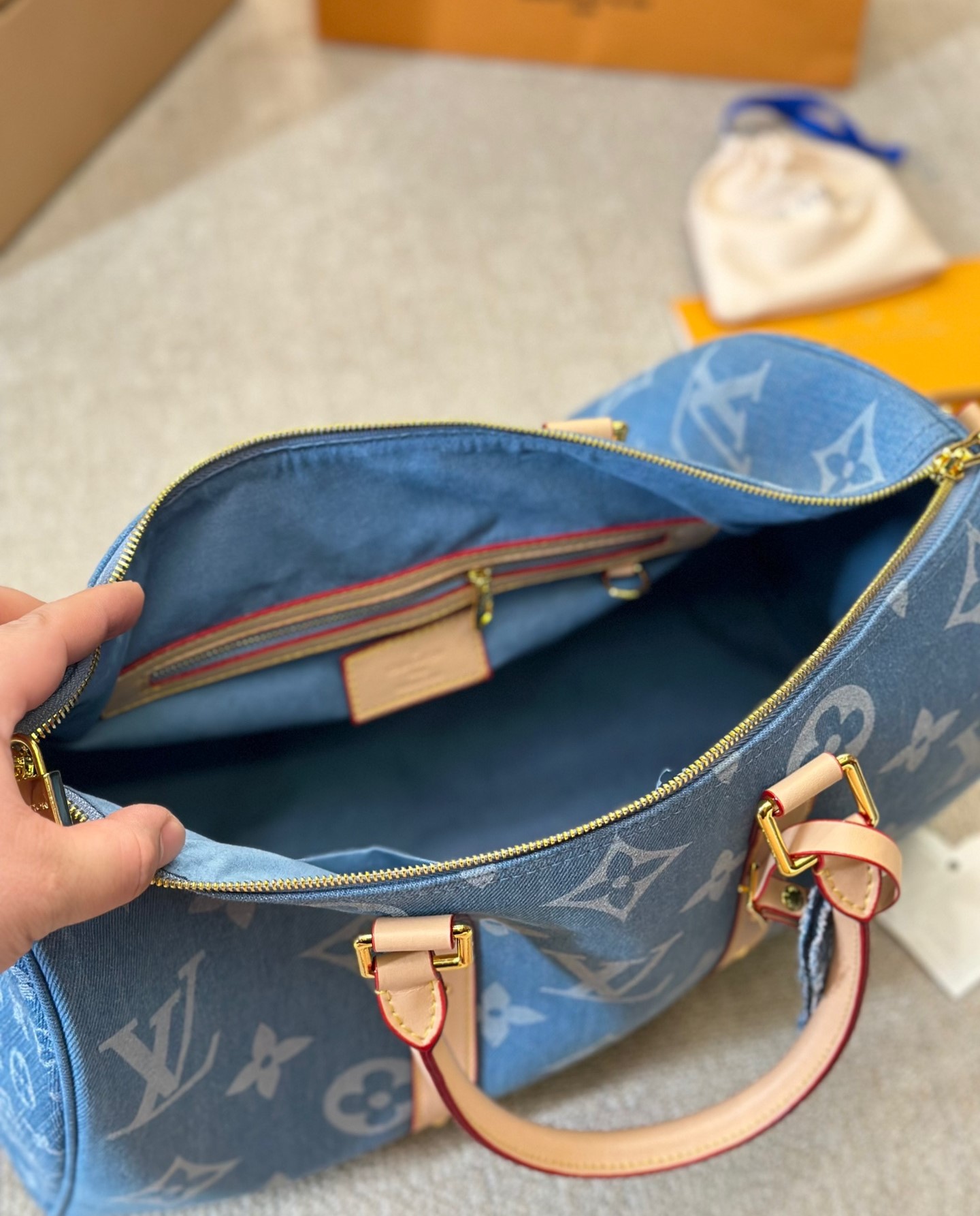 Louis Vuitton Keepall Bandouli Re Denim Blue 40Cm M24315