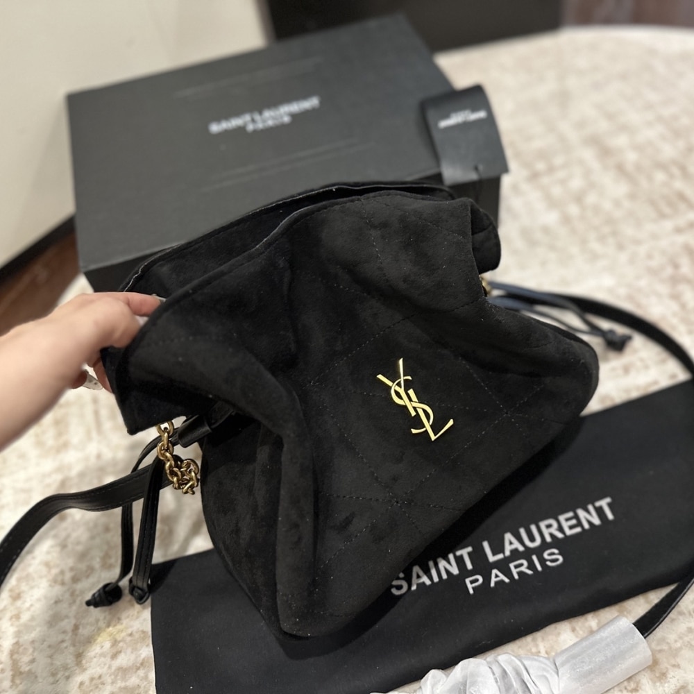 Saint Laurent Jamie Shoulder Pouch In Suede Black 26Cm