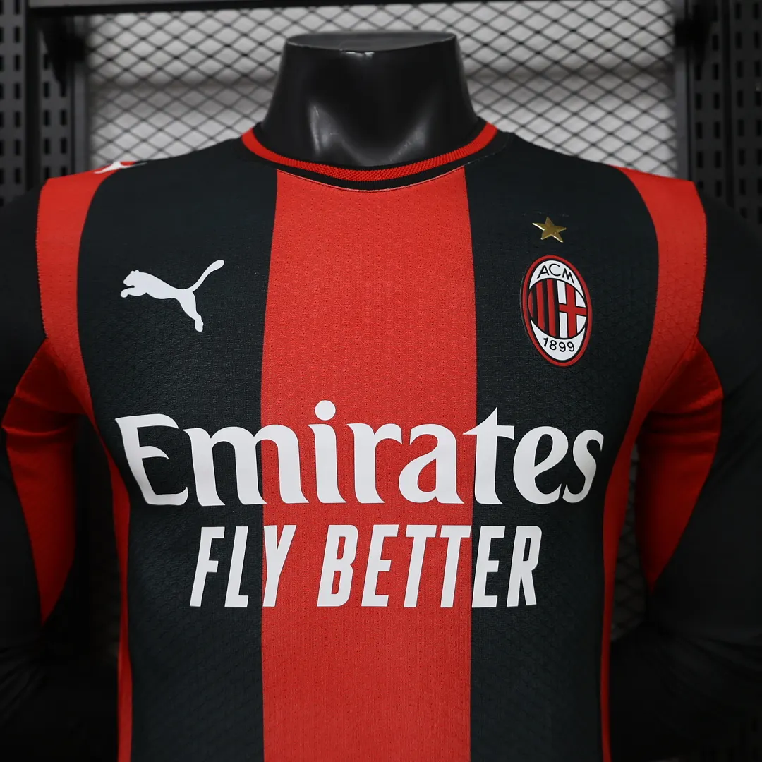 2026/27 Serie A AC Milan Team Home Football Jersey Player Version Long Sleeves - JerseyFun